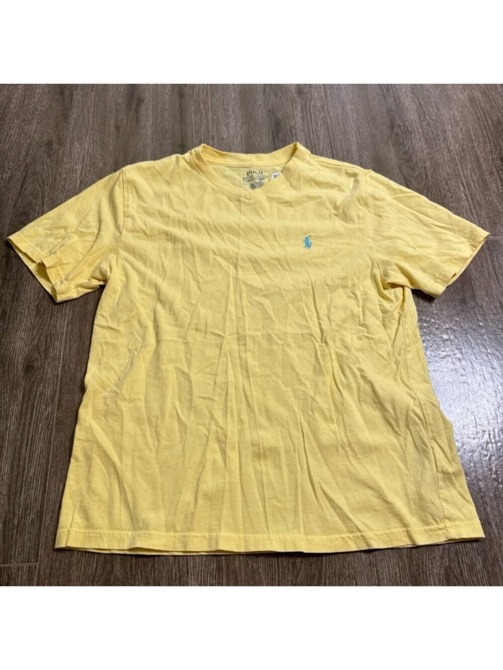 Polo Ralph Lauren Boys Yellow V Neck Logo Tee Size 14